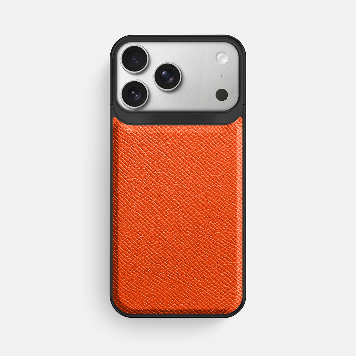 Metal Case For iPhone 18 Pro Max In Epsom-Style Calf -1 | Orange-Black