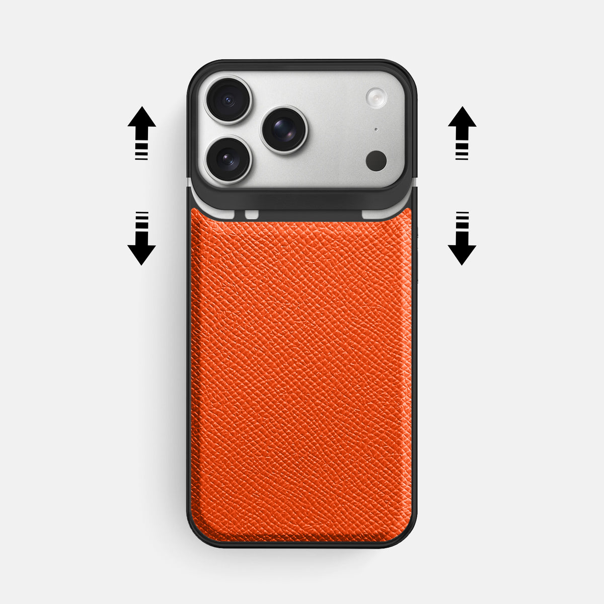 Metal Case For iPhone 18 Pro Max In Epsom-Style Calf -2 | Orange-Black