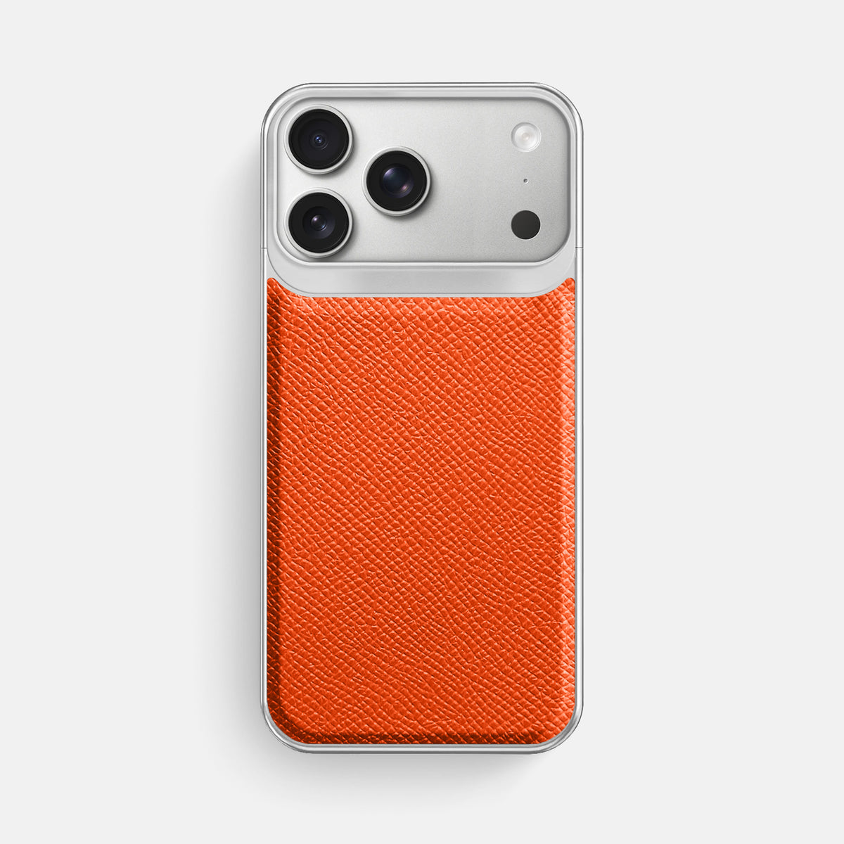 Metal Case For iPhone 18 Pro Max In Epsom-Style Calf -1 | Orange-Steel