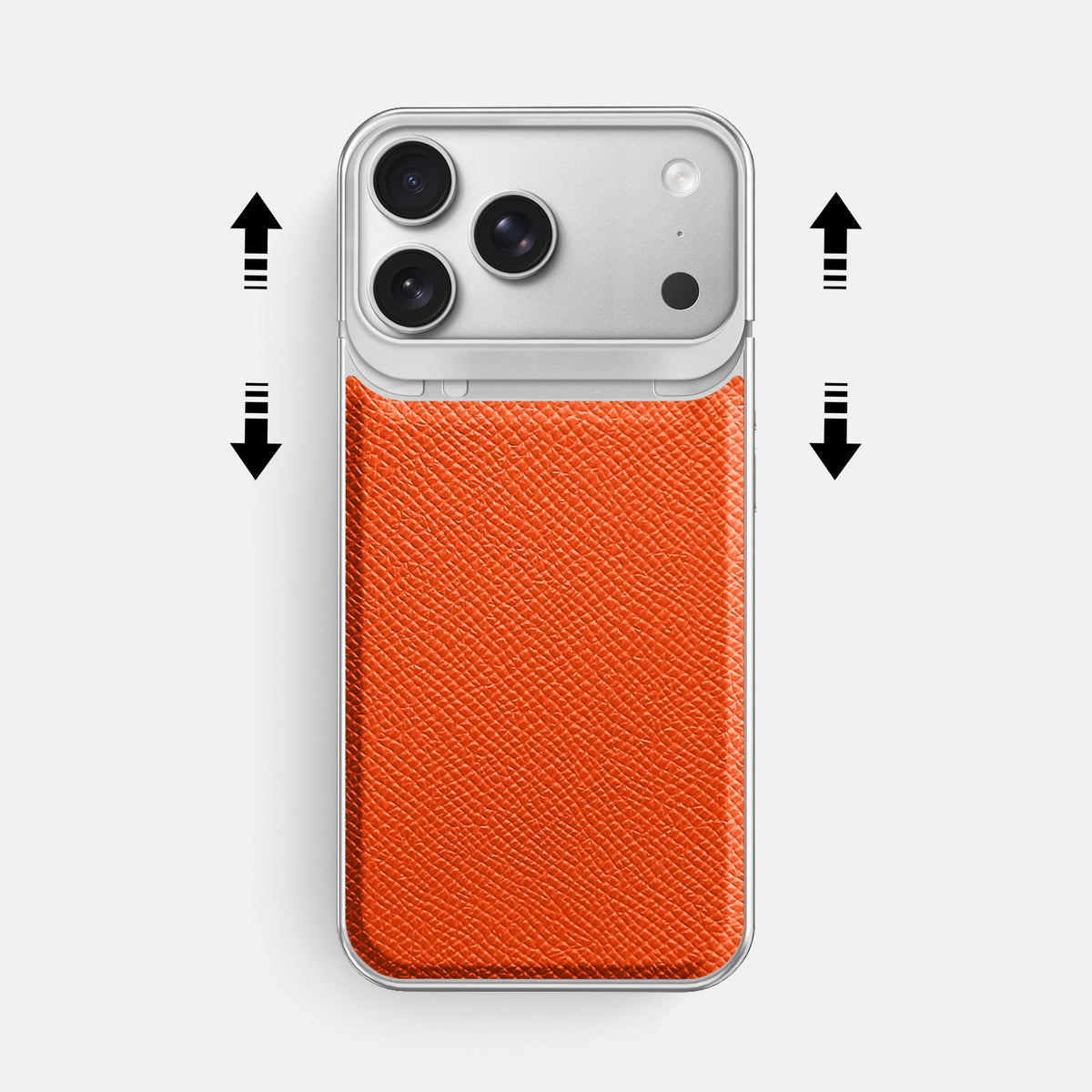 Metal Case For iPhone 18 Pro Max In Epsom-Style Calf -2 | Orange-Steel