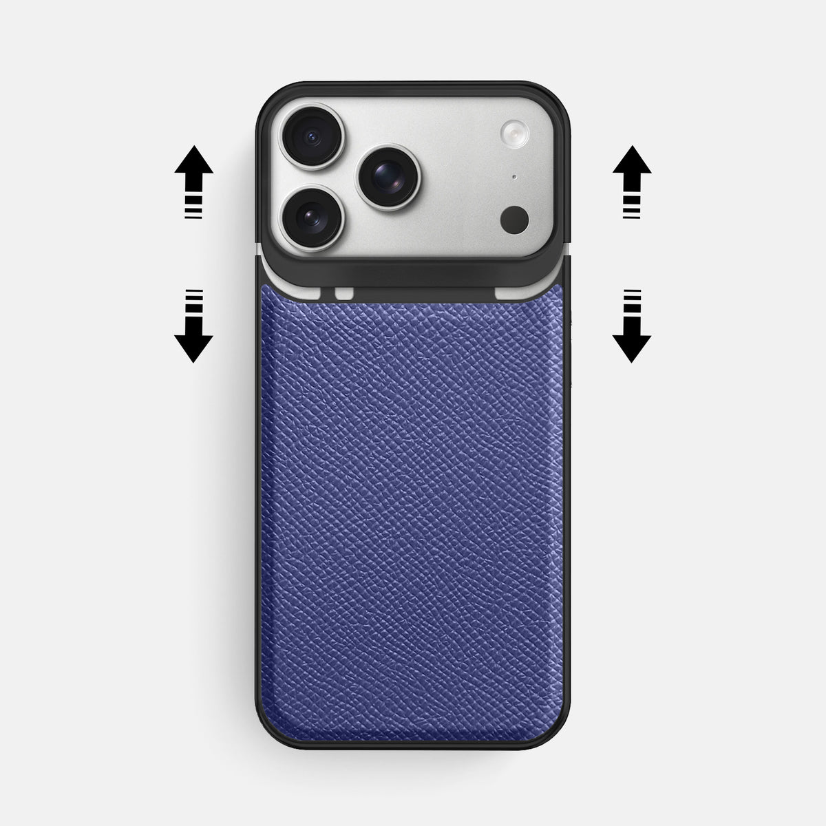 Metal Case For iPhone 18 Pro Max In Epsom-Style Calf -2 | Purple-Black