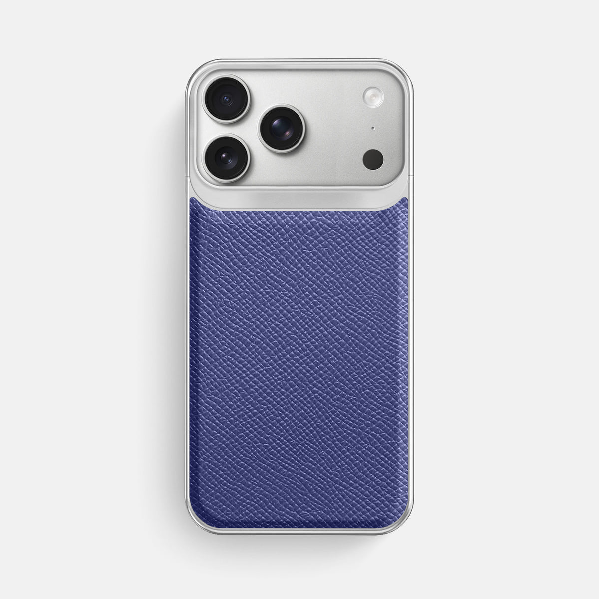 Metal Case For iPhone 18 Pro Max In Epsom-Style Calf -1 | Purple-Steel