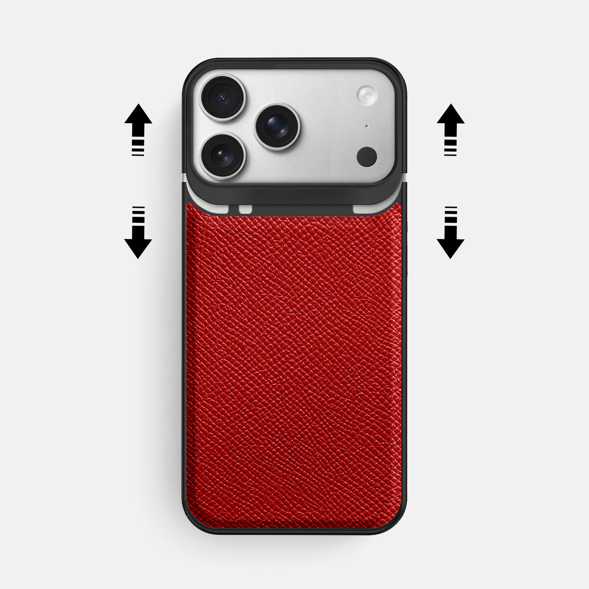 Metal Case For iPhone 18 Pro Max In Epsom-Style Calf -2 | Red-Black
