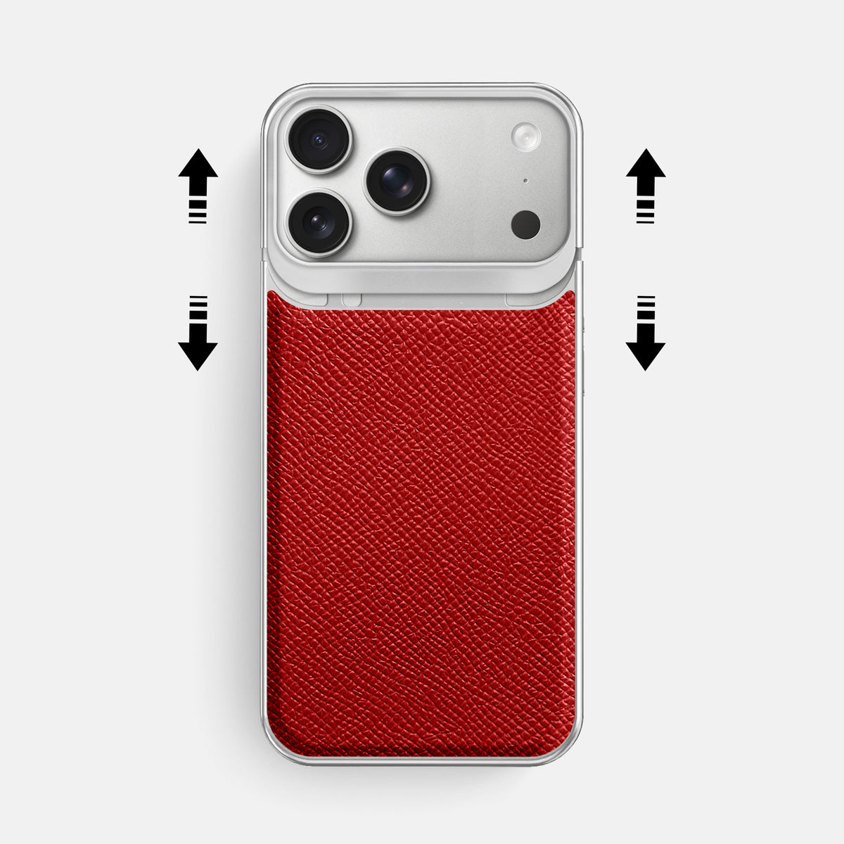 Metal Case For iPhone 18 Pro Max In Epsom-Style Calf -2 | Red-Steel