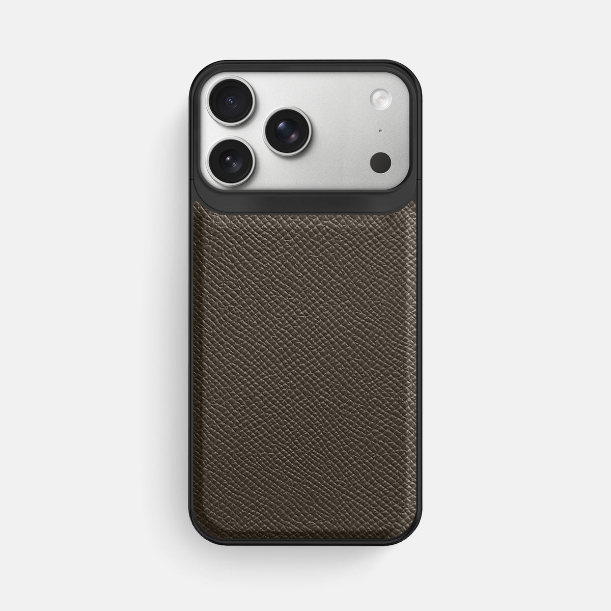 Metal Case For iPhone 18 Pro Max In Epsom-Style Calf -1 | Taupe-Black