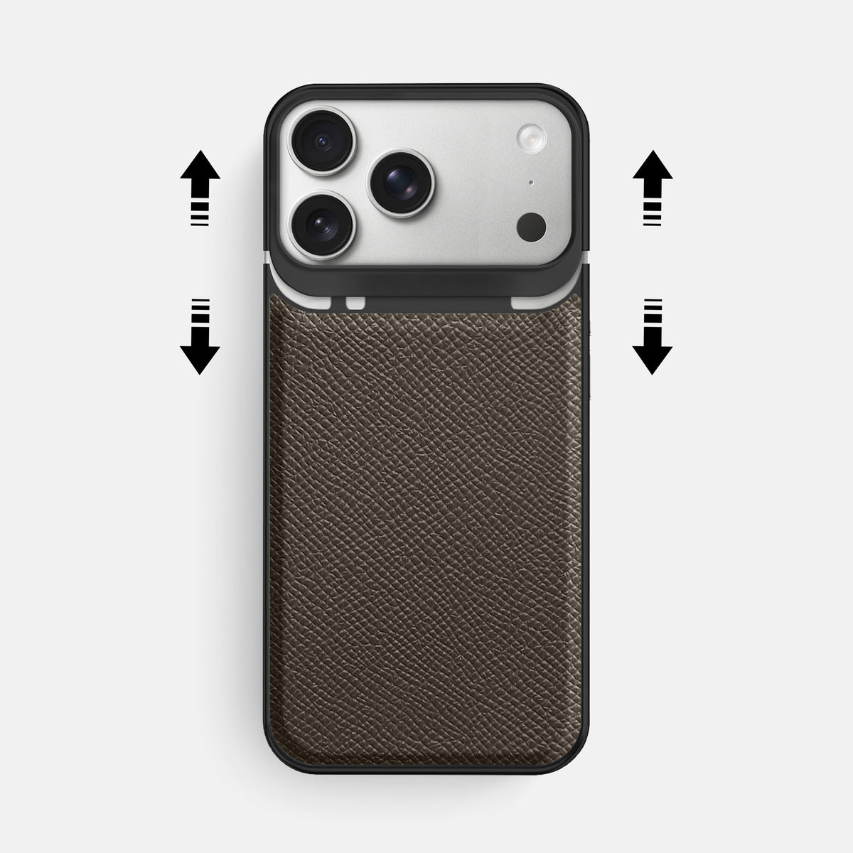 Metal Case For iPhone 18 Pro Max In Epsom-Style Calf -2 | Taupe-Black