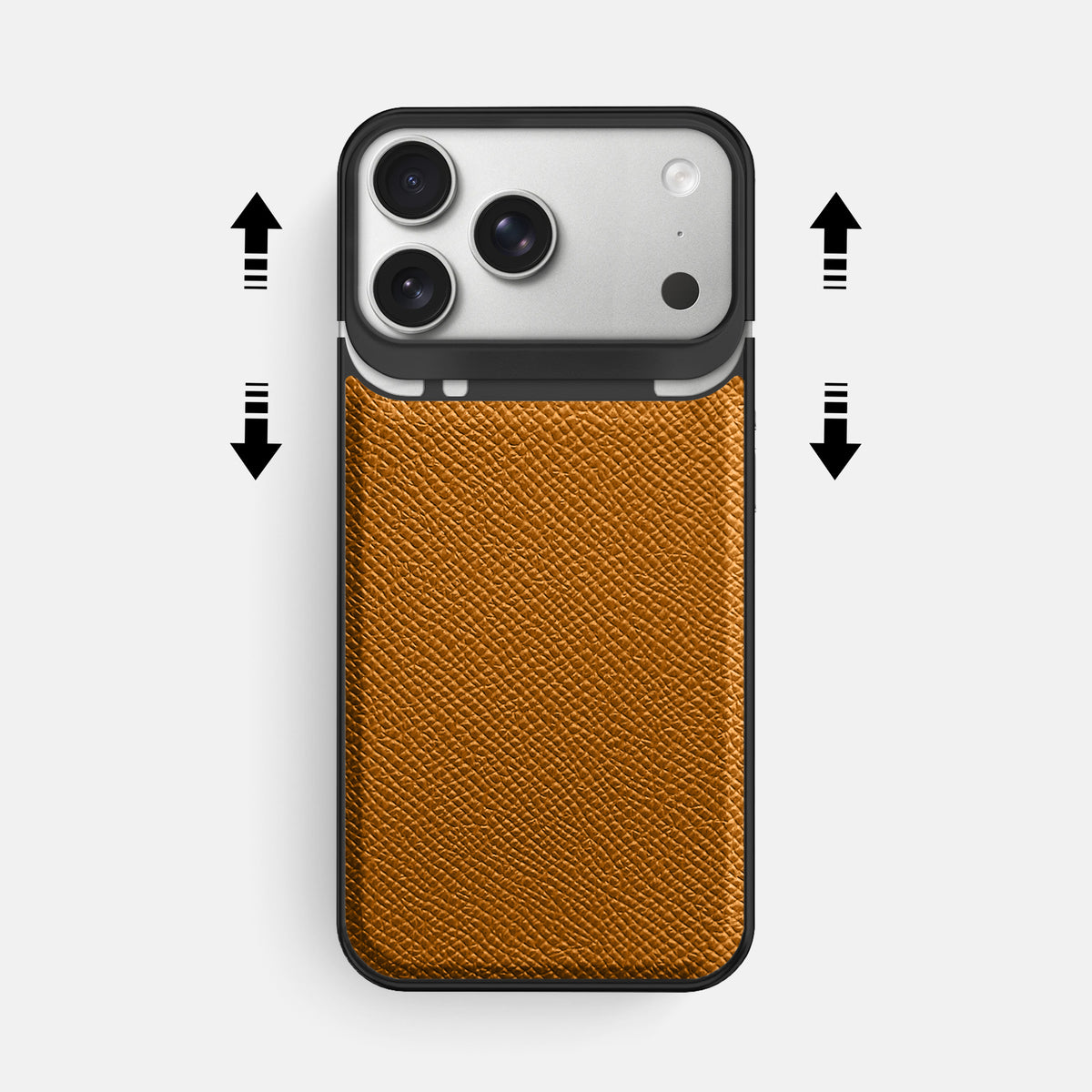 Metal Case For iPhone 18 Pro Max In Epsom-Style Calf -2 | Whiskey-Black