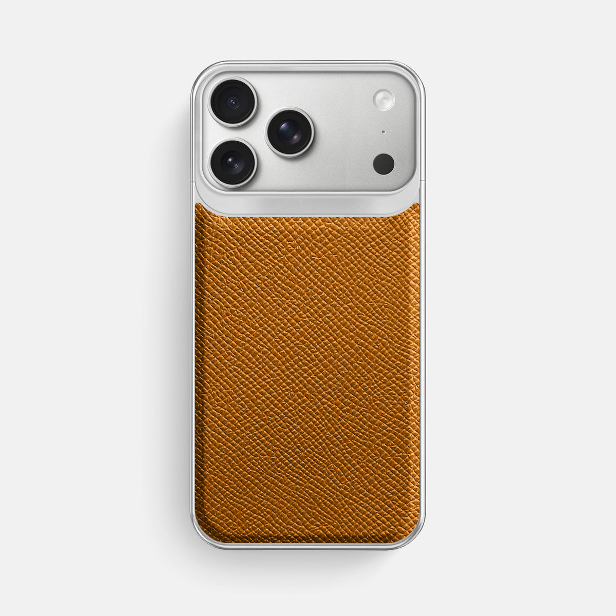 Metal Case For iPhone 18 Pro Max In Epsom-Style Calf -1 | Whiskey-Steel