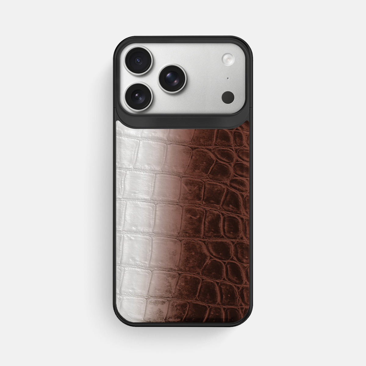 Metal Case For iPhone 18 Pro Max In Himalayan Crocodile -1 | Dark-Brown-Black