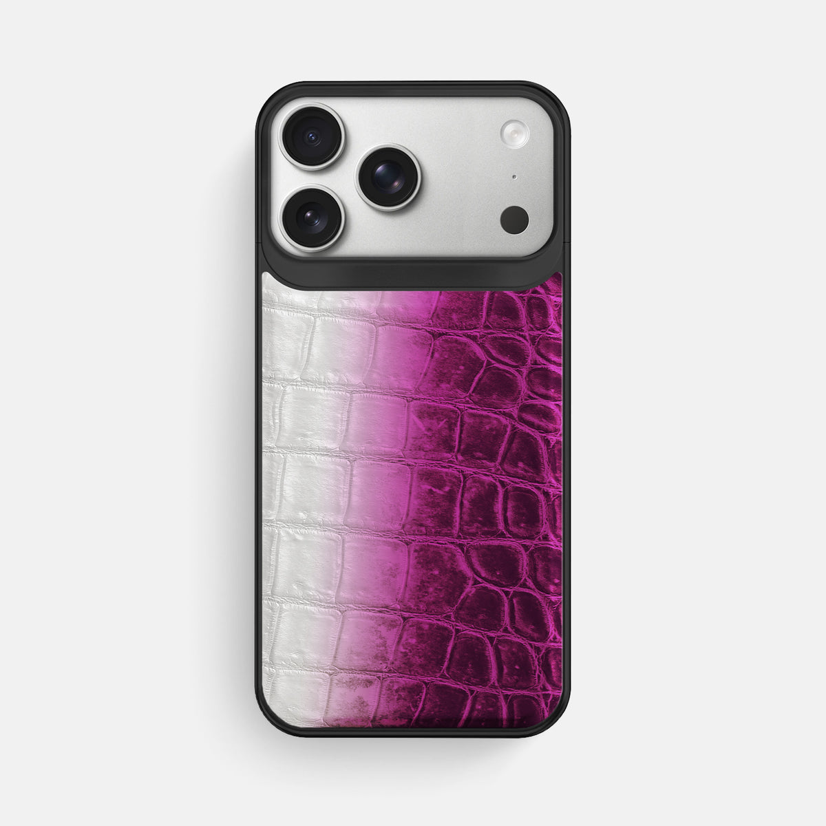 Metal Case For iPhone 18 Pro Max In Himalayan Crocodile -1 | Fuchsia-Black