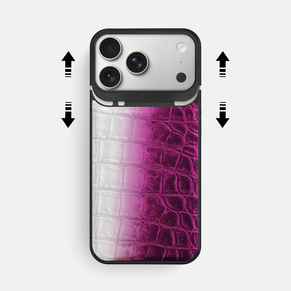 Metal Case For iPhone 18 Pro Max In Himalayan Crocodile -2 | Fuchsia-Black