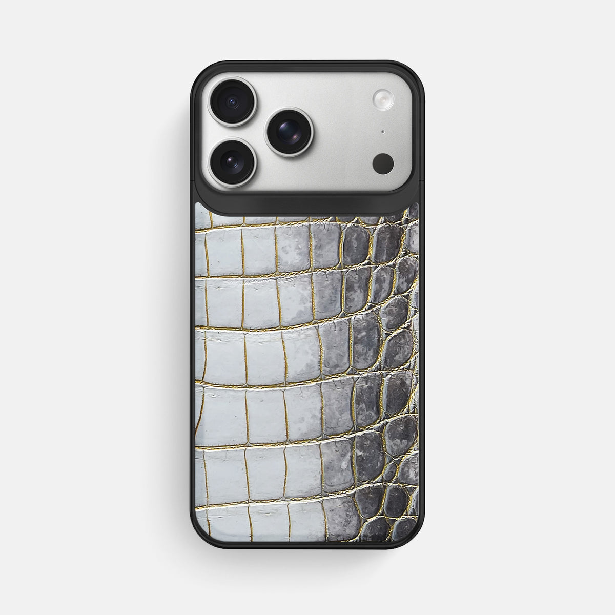 Metal Case For iPhone 18 Pro Max In Himalayan Crocodile -1 | Gold-Black