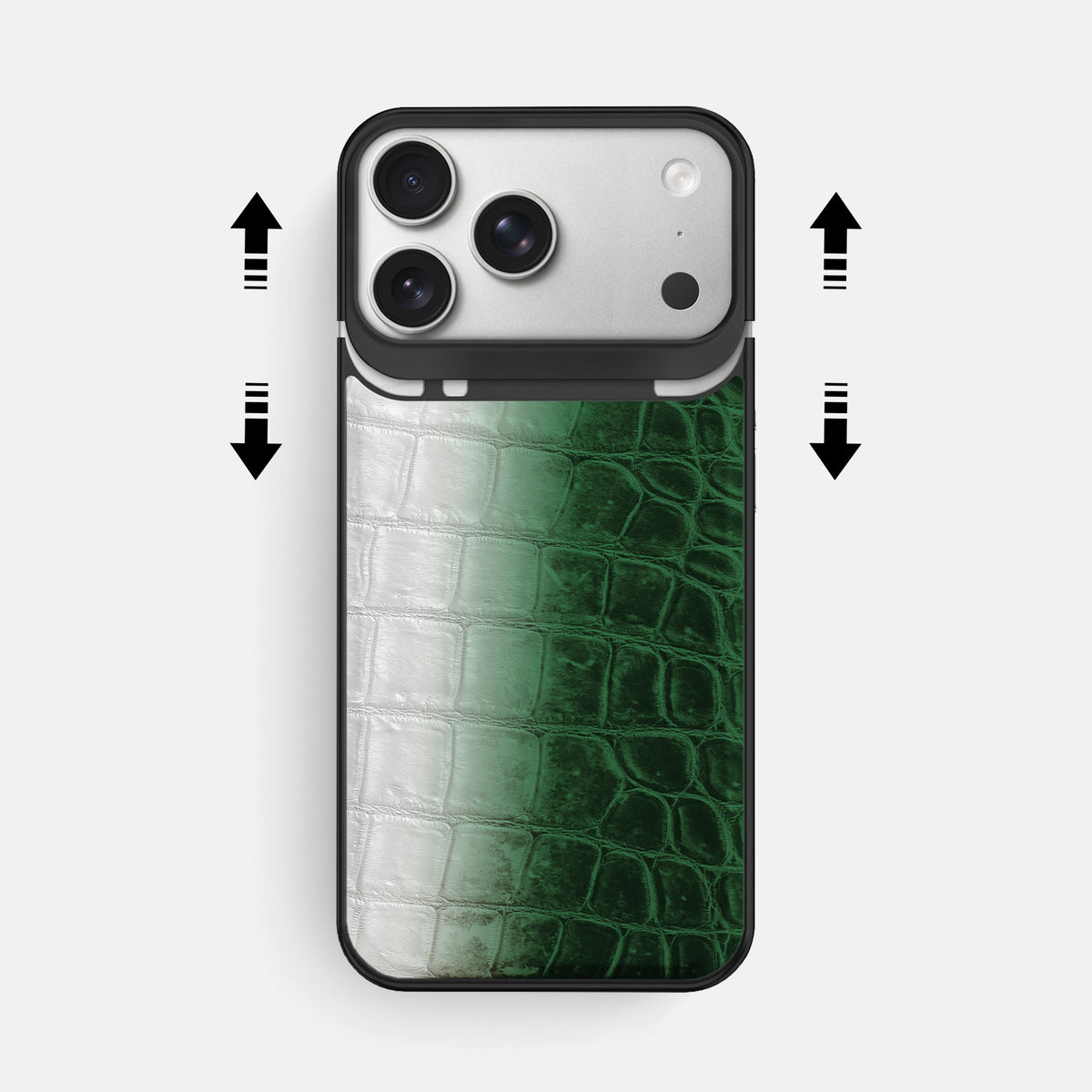 Metal Case For iPhone 18 Pro Max In Himalayan Crocodile -2 | Green-Black