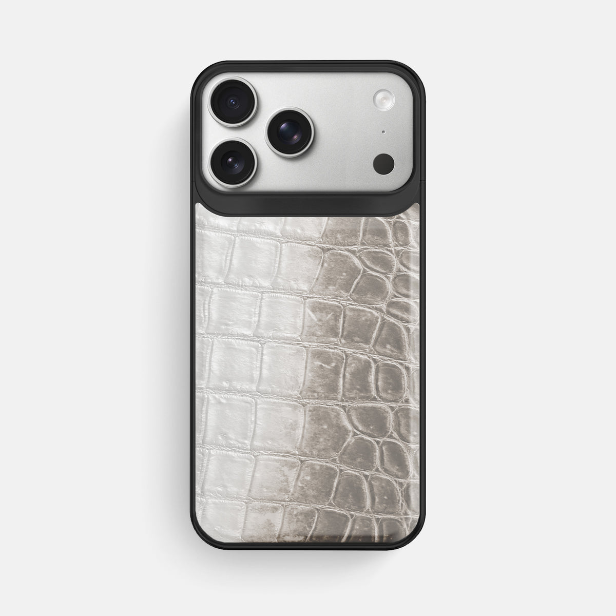 Metal Case For iPhone 18 Pro Max In Himalayan Crocodile -1 | Grey-Black