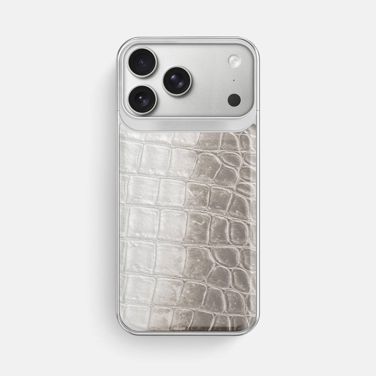 Metal Case For iPhone 18 Pro Max In Himalayan Crocodile -1 | Grey-Steel
