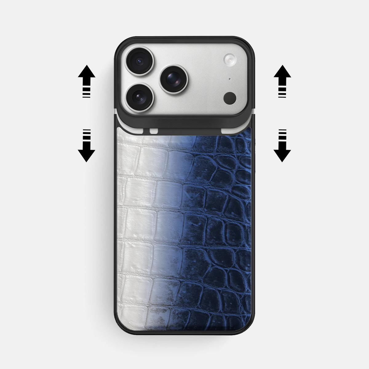 Metal Case For iPhone 18 Pro Max In Himalayan Crocodile -2 | Navy-Blue-Black