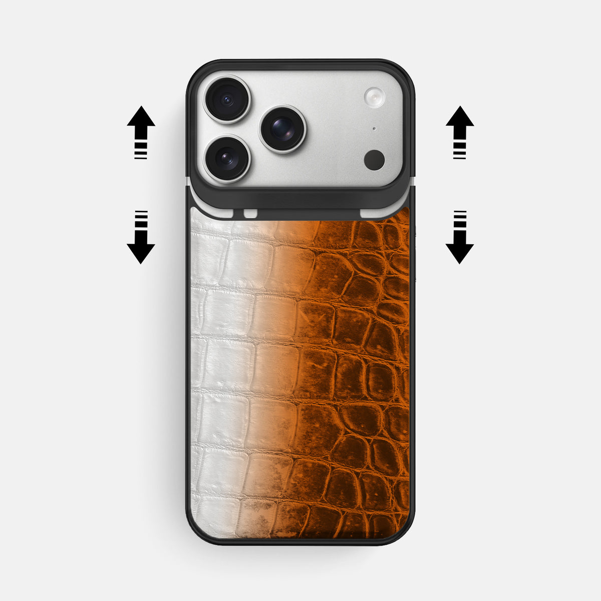 Metal Case For iPhone 18 Pro Max In Himalayan Crocodile -2 | Orange-Black