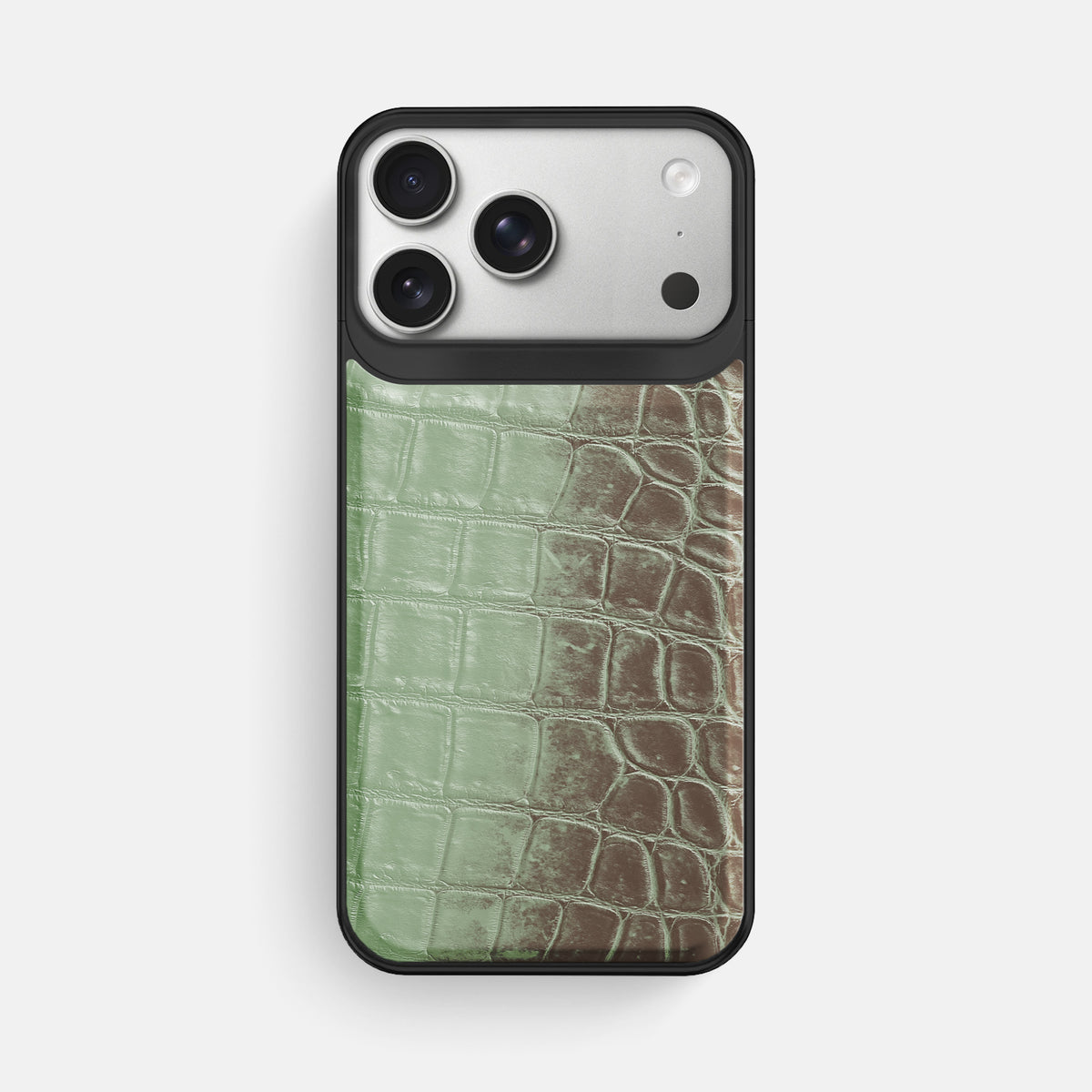 Metal Case For iPhone 18 Pro Max In Himalayan Crocodile -1 | Pistachio-Black