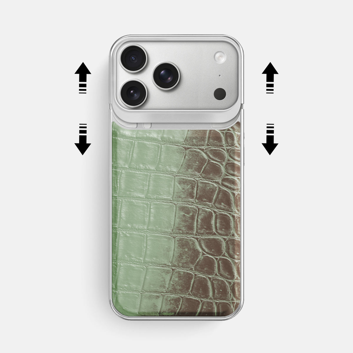 Metal Case For iPhone 18 Pro Max In Himalayan Crocodile -2 | Pistachio-Steel