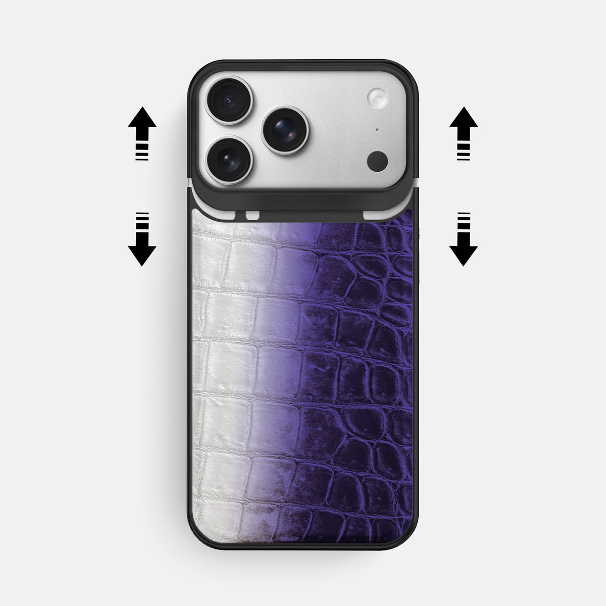 Metal Case For iPhone 18 Pro Max In Himalayan Crocodile -2 | Purple-Black