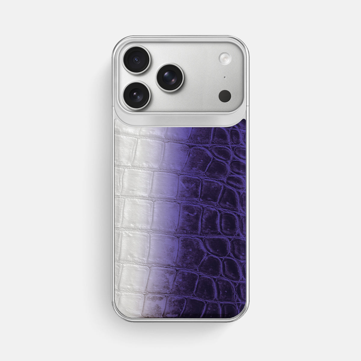 Metal Case For iPhone 18 Pro Max In Himalayan Crocodile -1 | Purple-Steel