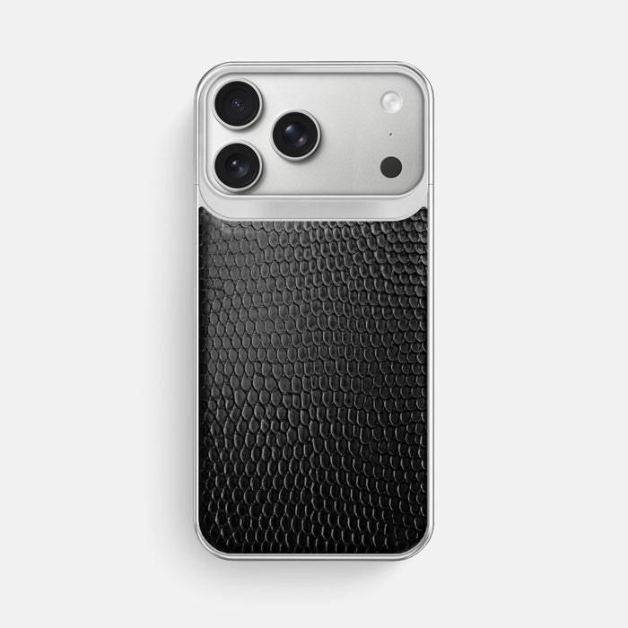 Metal Case For iPhone 18 Pro Max In Lizard -1 | Black-Steel