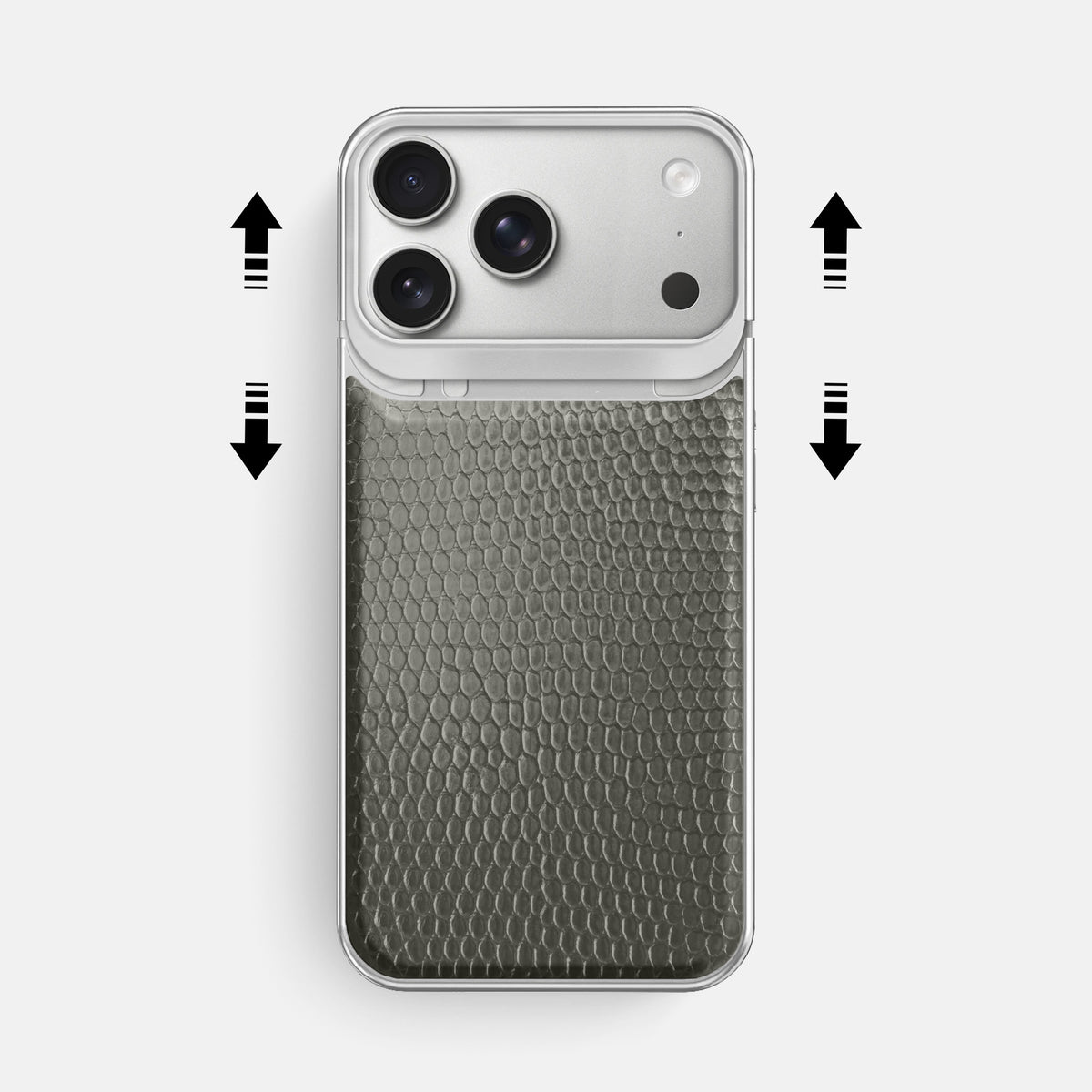 Metal Case For iPhone 18 Pro Max In Lizard -2 | Grey-Steel