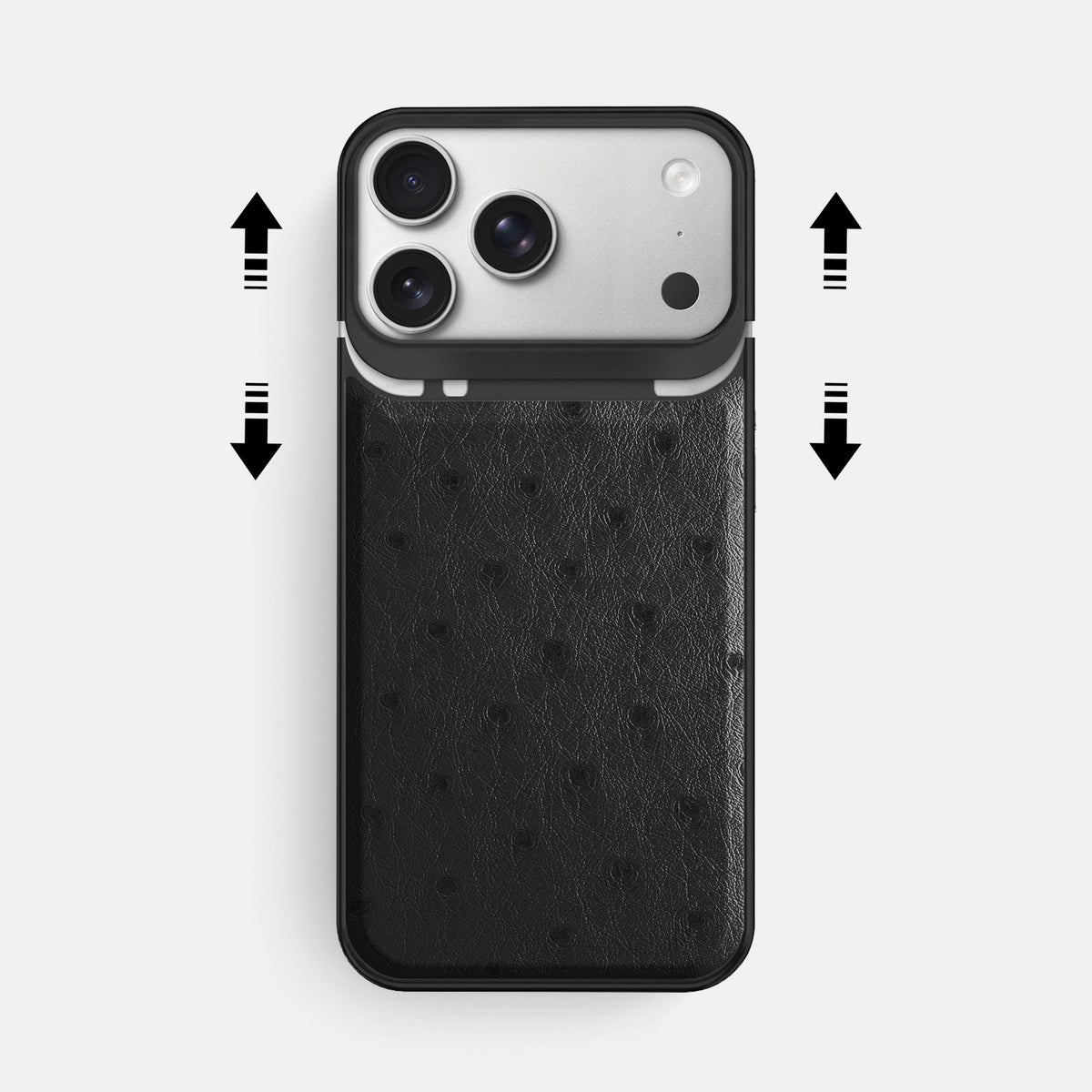Metal Case For iPhone 18 Pro Max In Ostrich -2 | Black-Black
