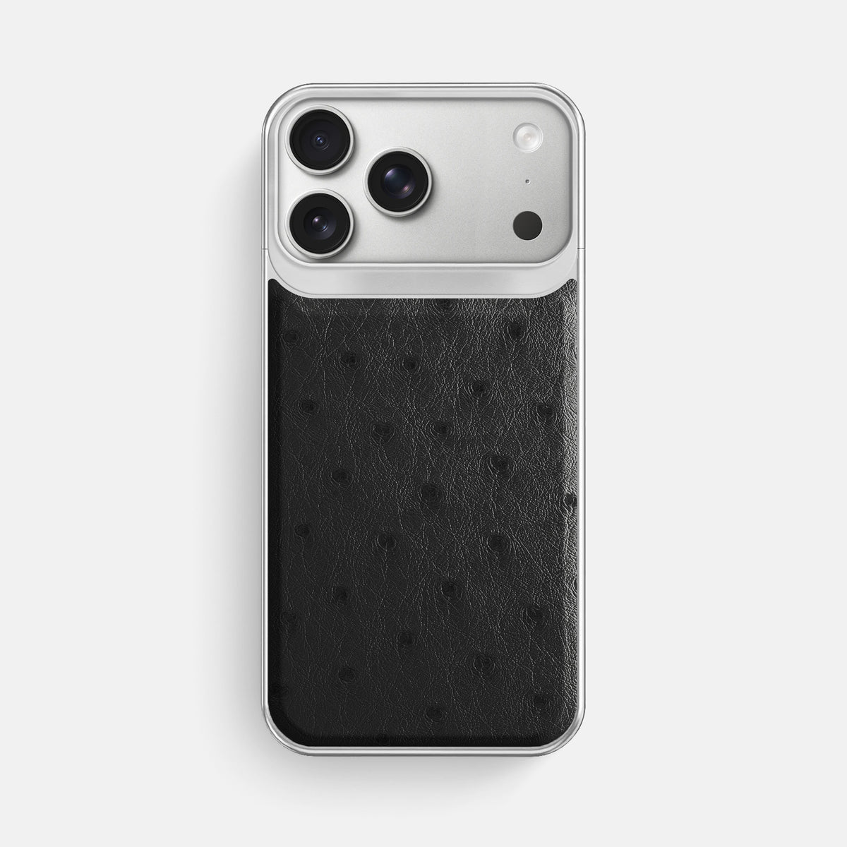 Metal Case For iPhone 18 Pro Max In Ostrich -1 | Black-Steel