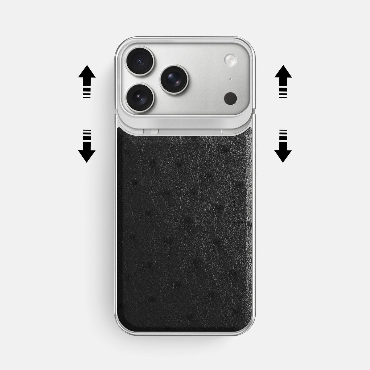 Metal Case For iPhone 18 Pro Max In Ostrich -2 | Black-Steel