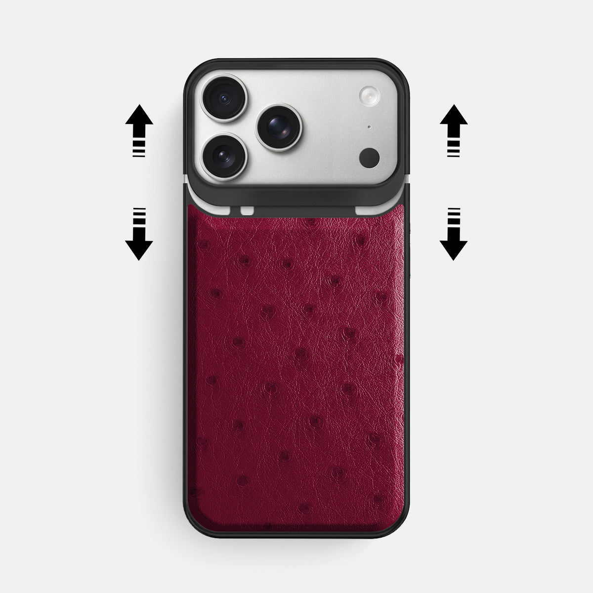 Metal Case For iPhone 18 Pro Max In Ostrich -2 | Bordeaux-Black