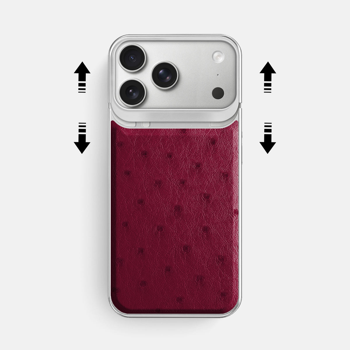 Metal Case For iPhone 18 Pro Max In Ostrich -2 | Bordeaux-Steel