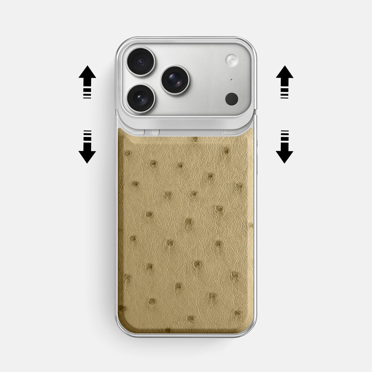 Metal Case For iPhone 18 Pro Max In Ostrich -2 | Desert-Sand-Steel