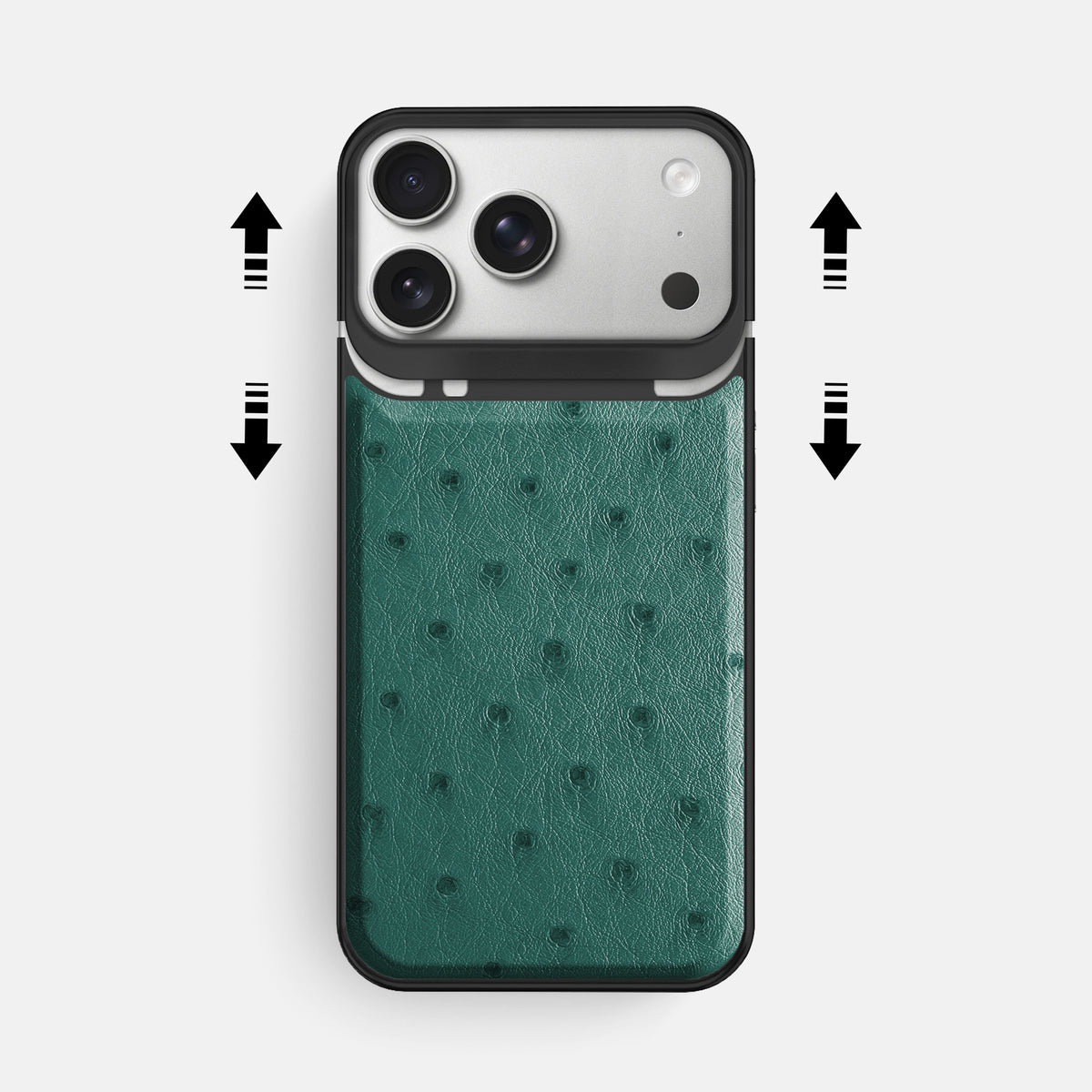 Metal Case For iPhone 18 Pro Max In Ostrich -2 | Forest-Green-Black
