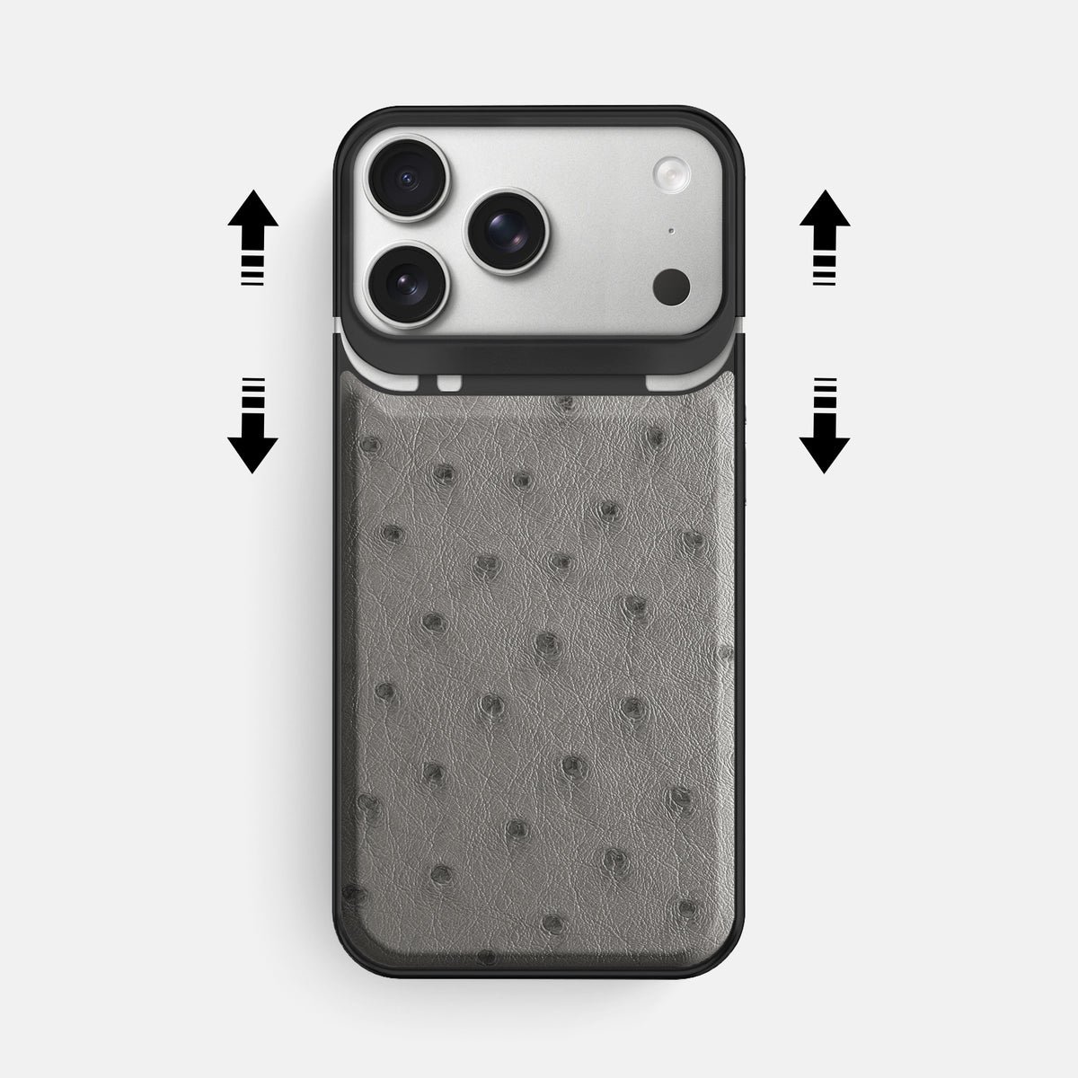 Metal Case For iPhone 18 Pro Max In Ostrich -2 | Grey-Black