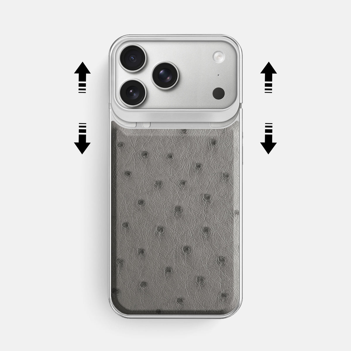 Metal Case For iPhone 18 Pro Max In Ostrich -2 | Grey-Steel