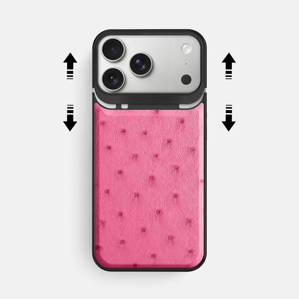 Metal Case For iPhone 18 Pro Max In Ostrich -2 | Pink-Black