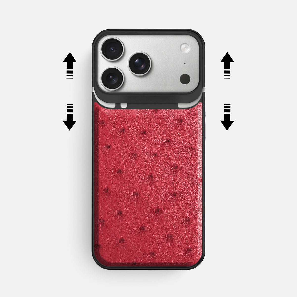 Metal Case For iPhone 18 Pro Max In Ostrich -2 | Red-Black