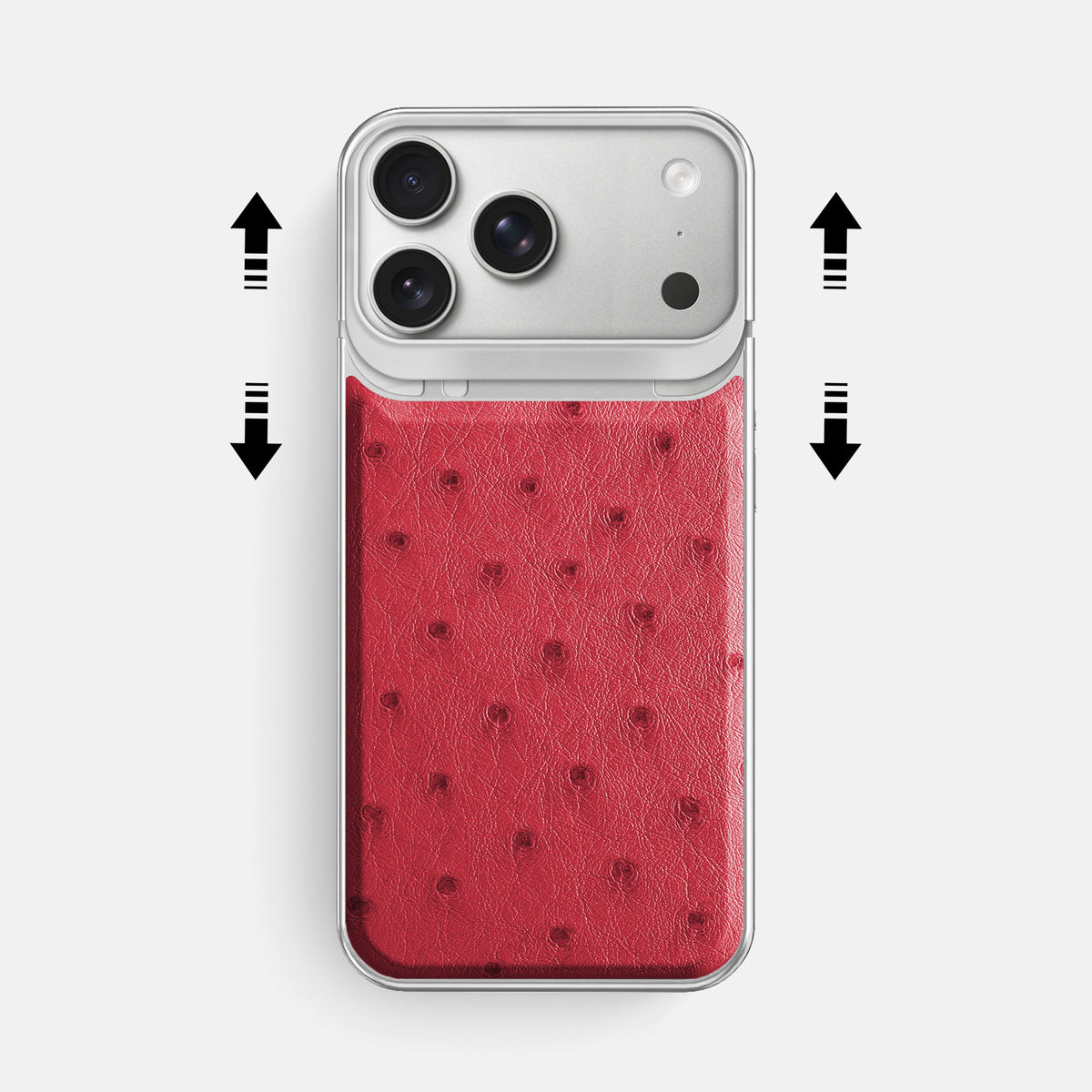 Metal Case For iPhone 18 Pro Max In Ostrich -2 | Red-Steel
