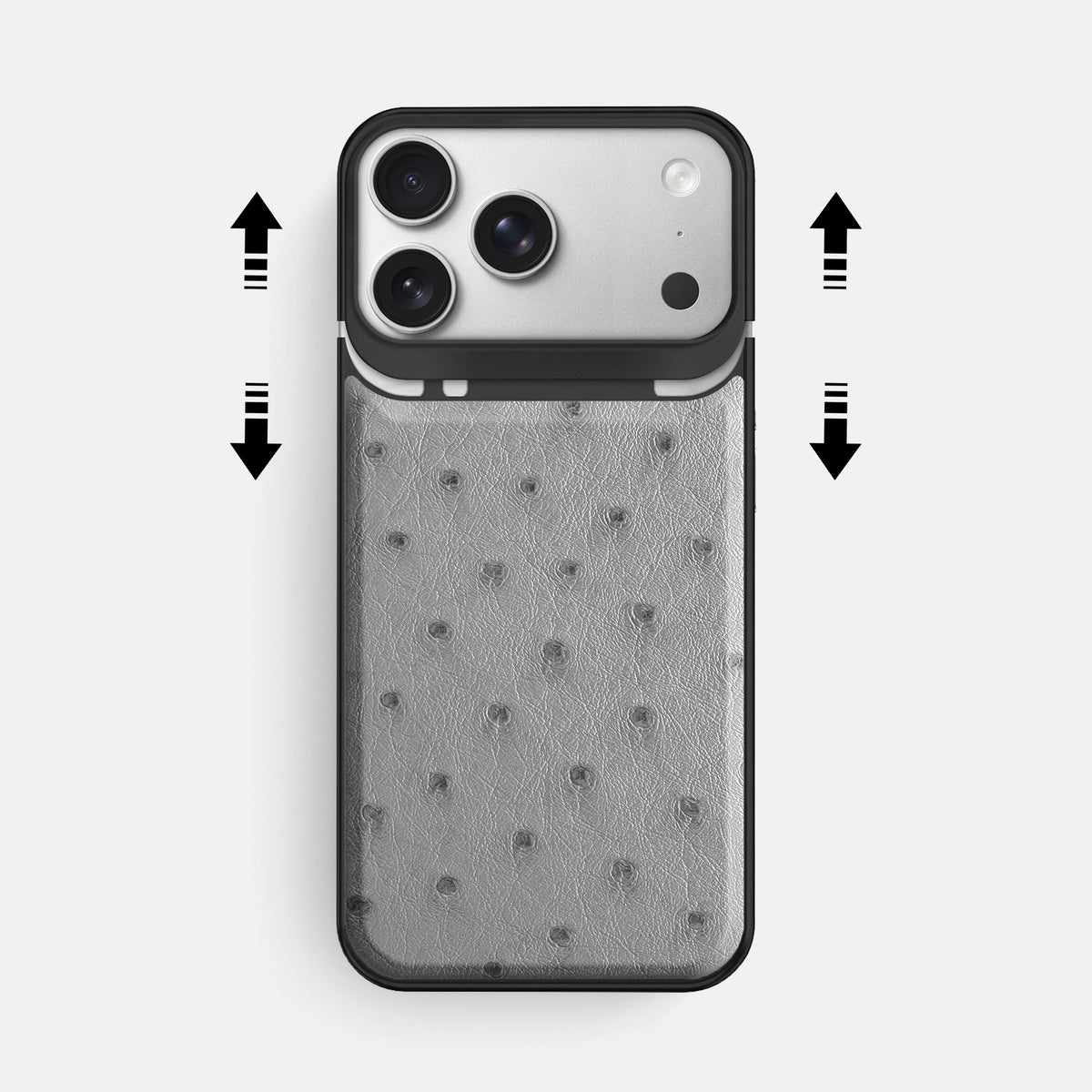 Metal Case For iPhone 18 Pro Max In Ostrich -2 | Silver-Black