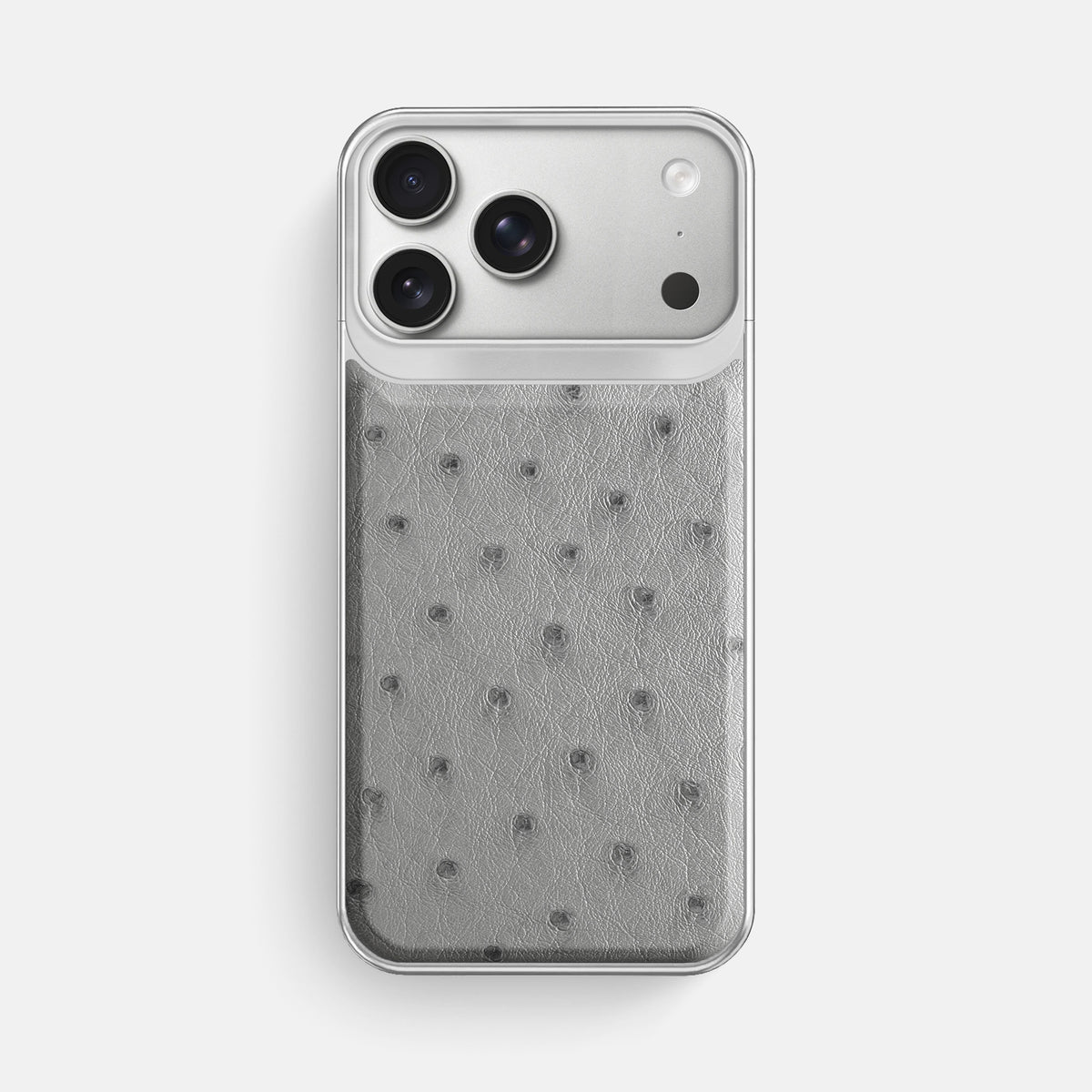 Metal Case For iPhone 18 Pro Max In Ostrich -1 | Silver-Steel