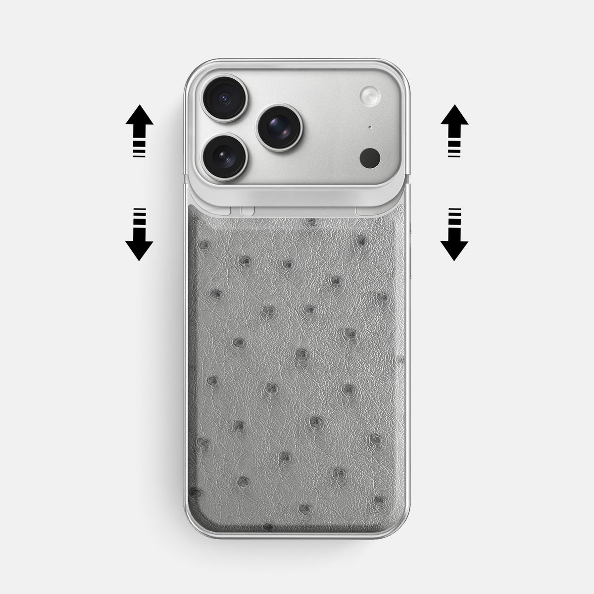 Metal Case For iPhone 18 Pro Max In Ostrich -2 | Silver-Steel