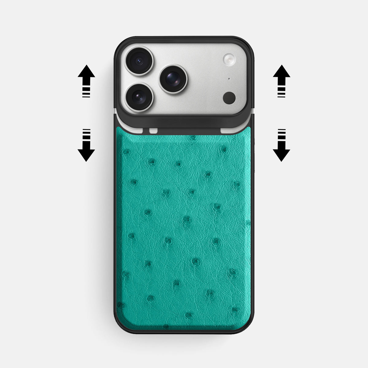 Metal Case For iPhone 18 Pro Max In Ostrich -2 | Turquoise-Black