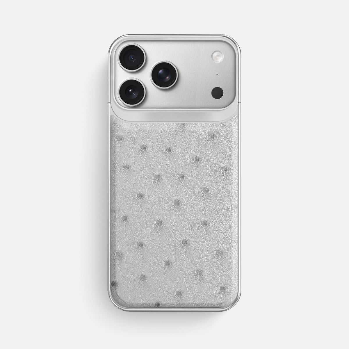 Metal Case For iPhone 18 Pro Max In Ostrich -1 | White-Steel