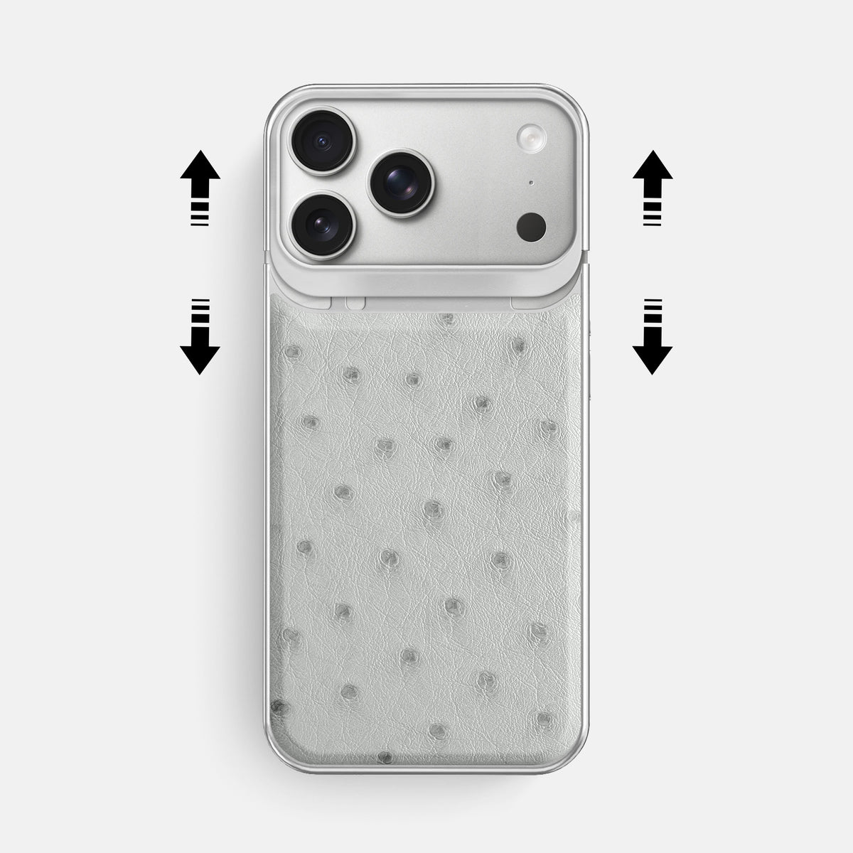 Metal Case For iPhone 18 Pro Max In Ostrich -2 | White-Steel