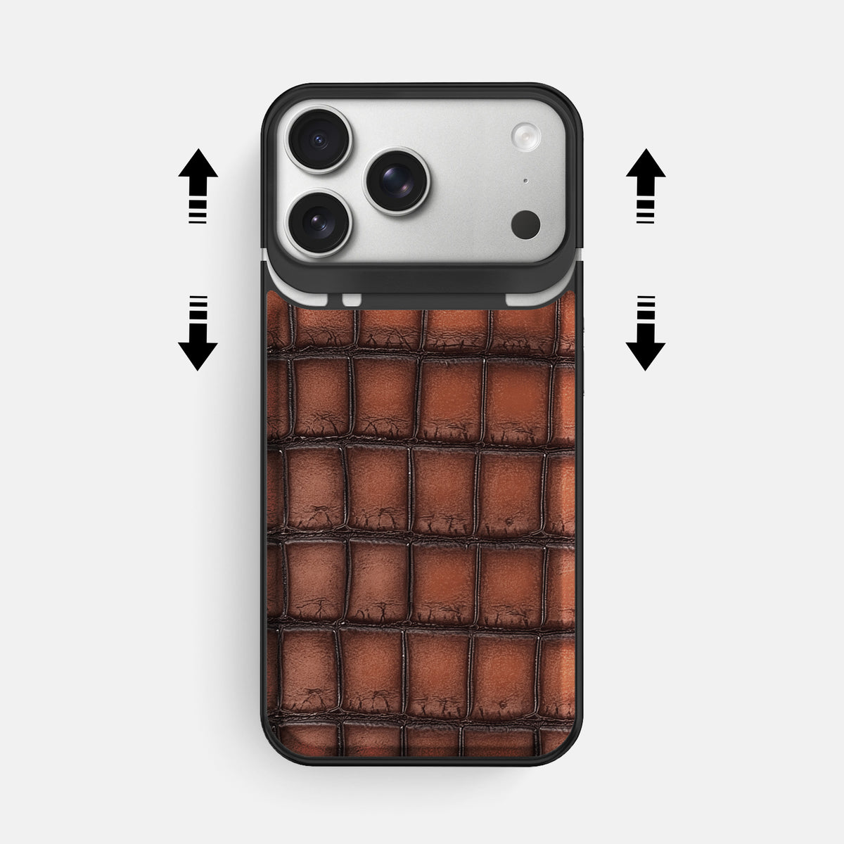 Metal Case For iPhone 18 Pro Max In Patina Alligator -2 | Baobab-Black