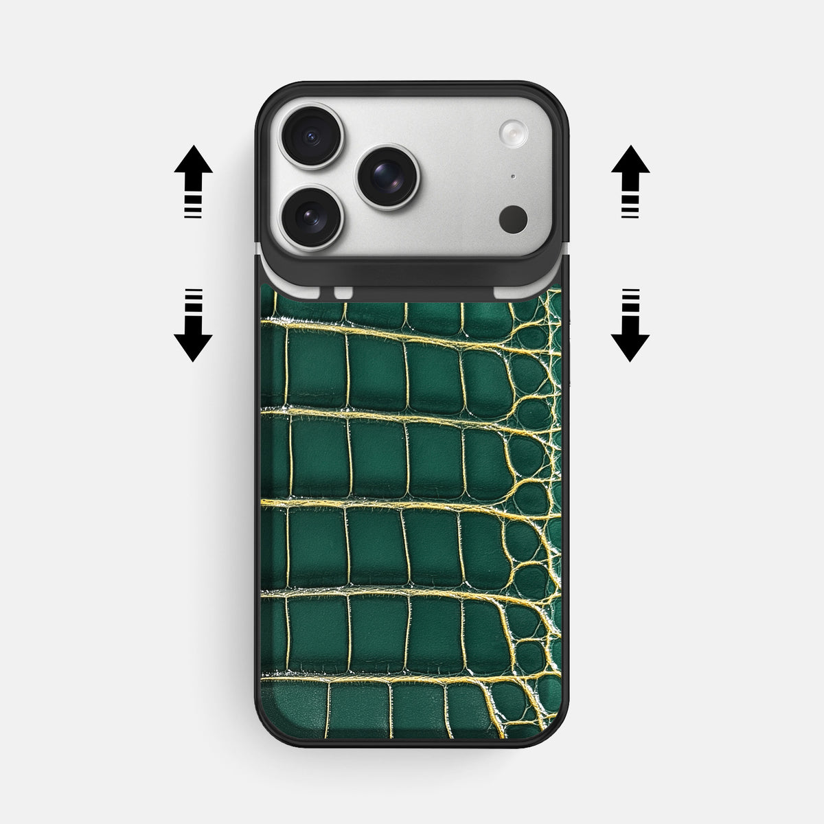 Metal Case For iPhone 18 Pro Max In Patina Alligator -2 | Cambridge-Black