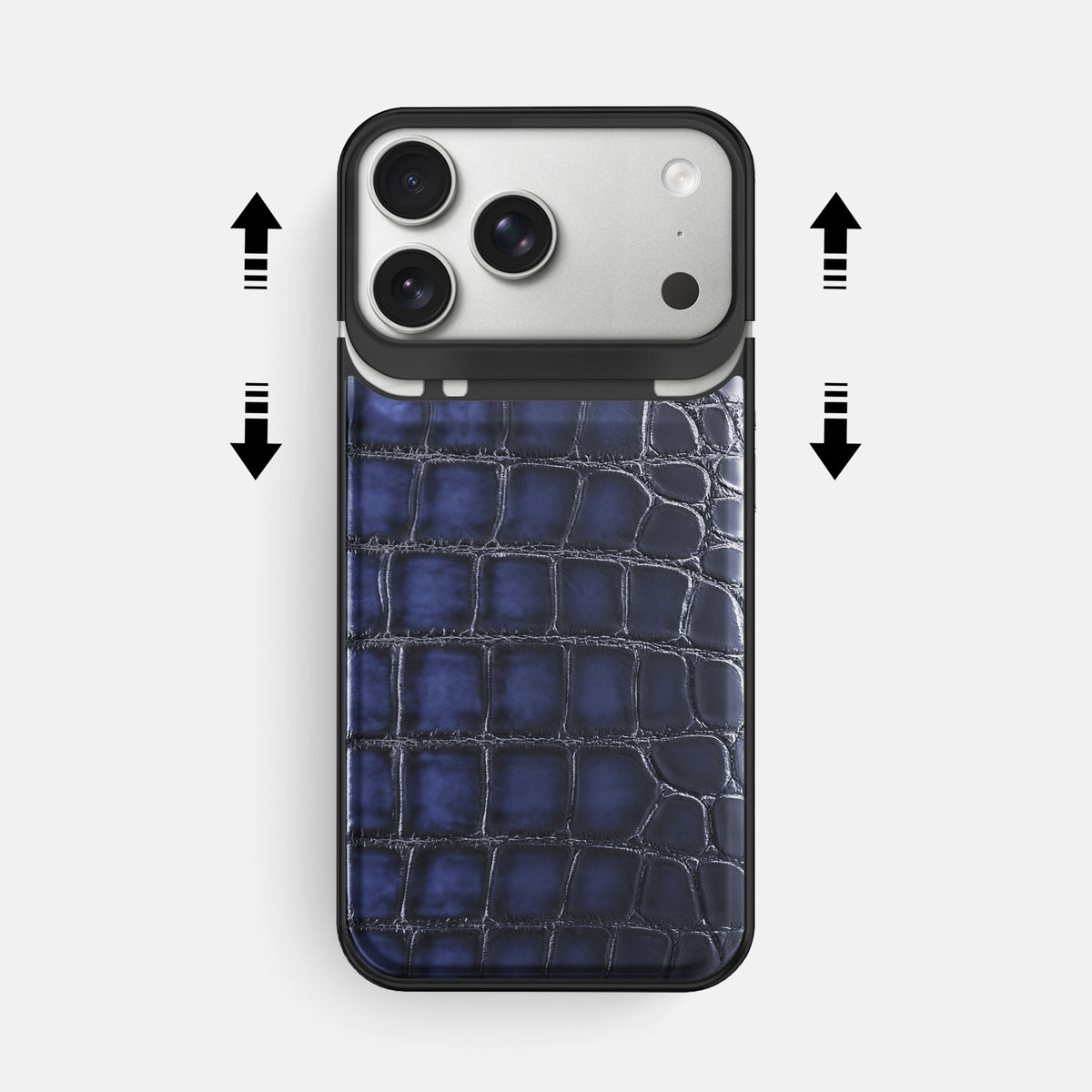 Metal Case For iPhone 18 Pro Max In Patina Alligator -2 | Havana-Blue-Black