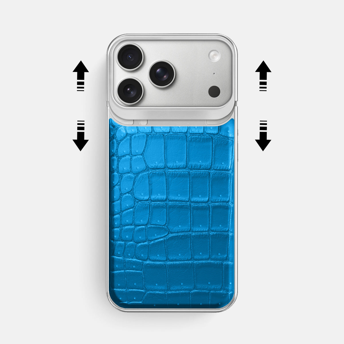 Metal Case For iPhone 18 Pro Max In Porosus Crocodile -2 | Blue-Lagoon-Steel