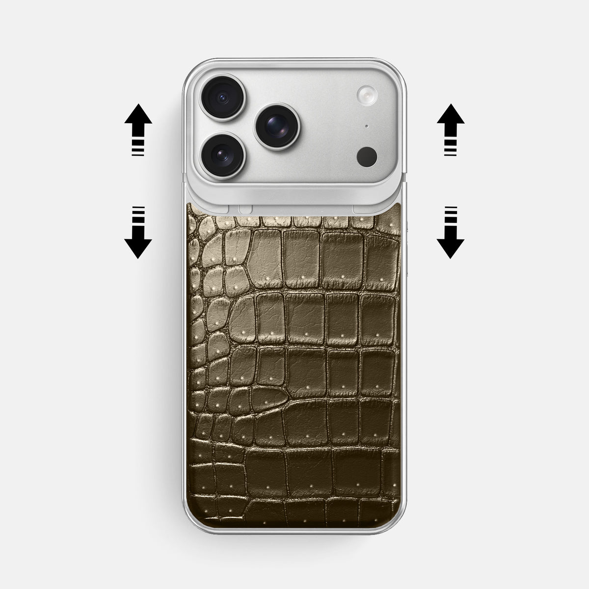 Metal Case For iPhone 18 Pro Max In Porosus Crocodile -2 | Bronze-Steel